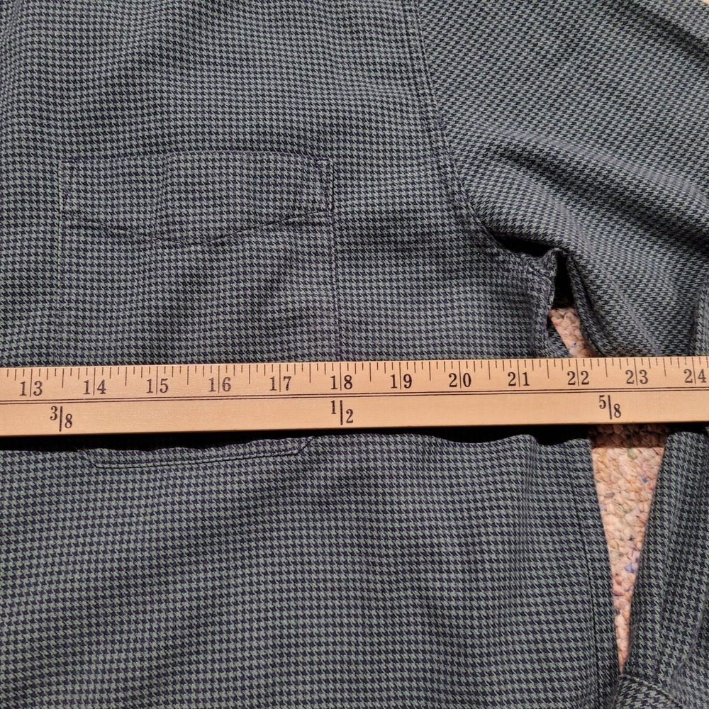 LL Bean Shirt Mens Medium Green Houndstooth Traditional Fit Button Down Outdoors - Picture 11 of 13